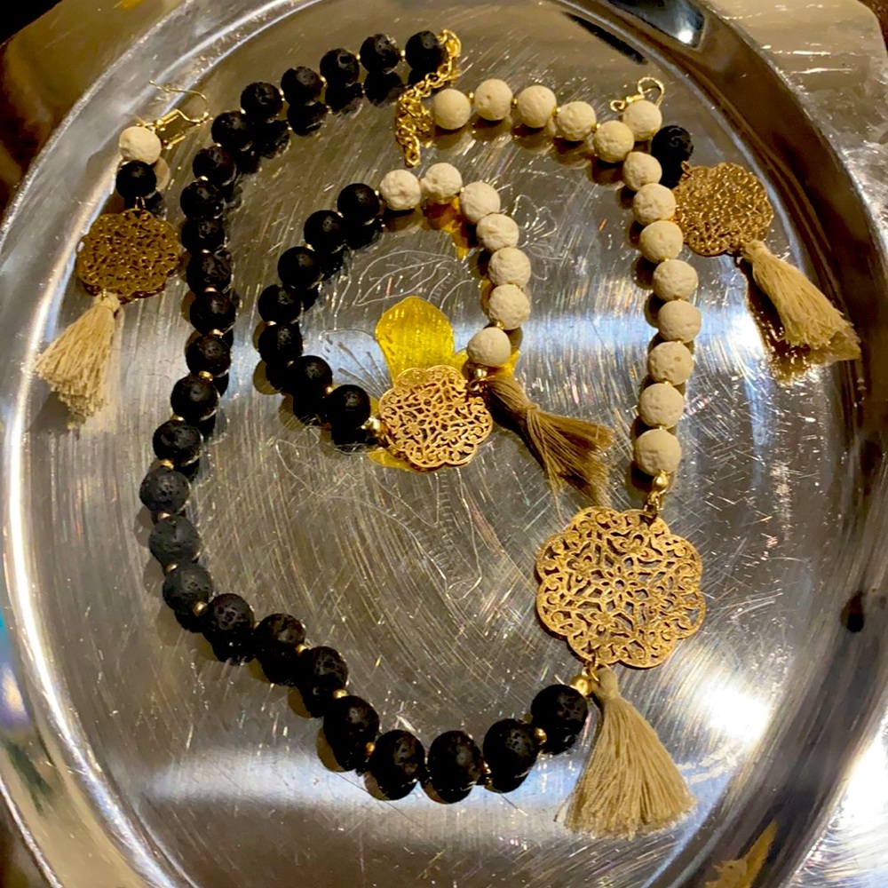 Lava stone necklace set